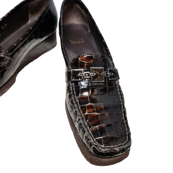 STUART WEITZMAN designer loafer 👞 shoes patented leather croc brown size 8.5 - Picture 5 of 16